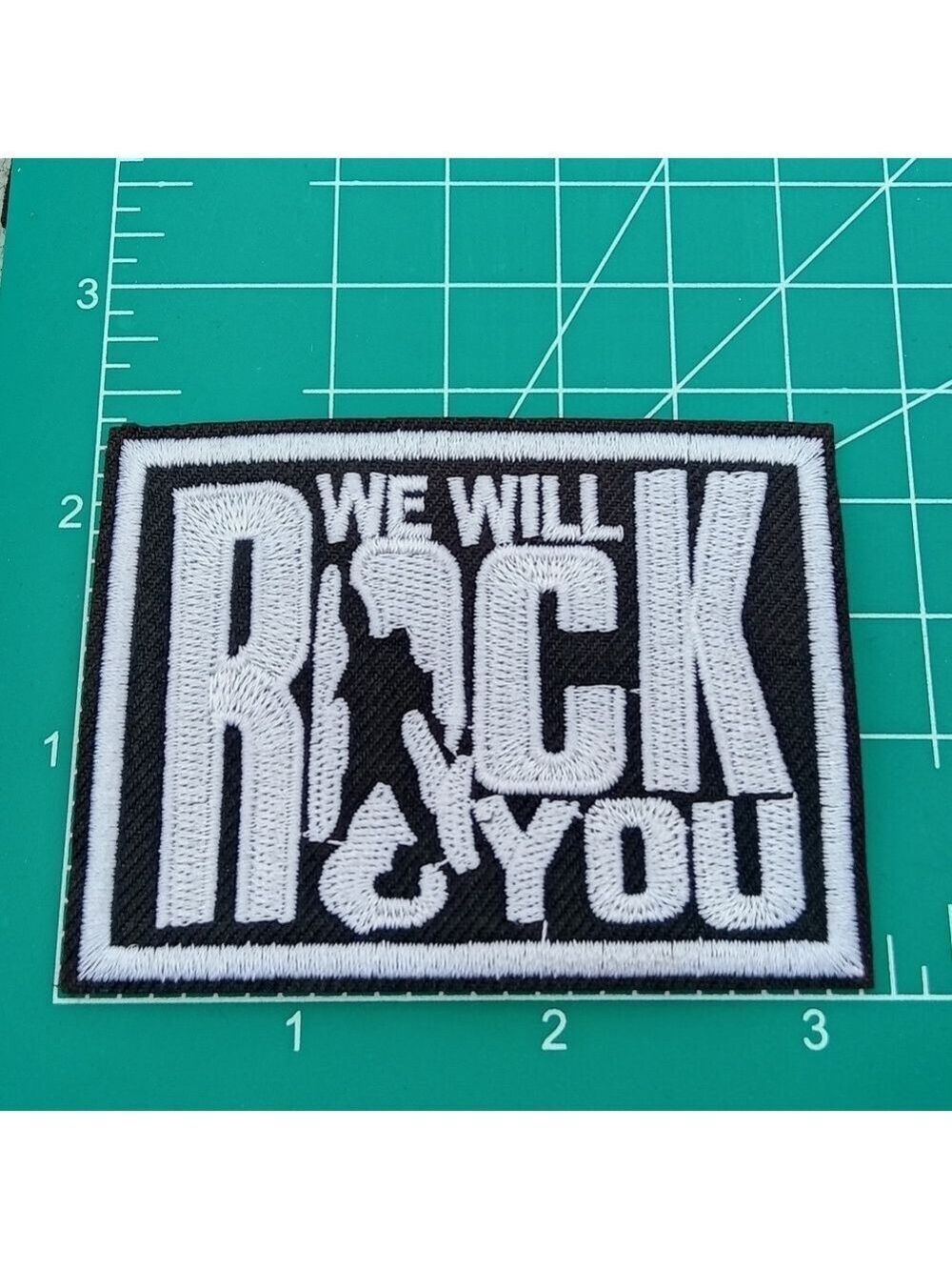 2/$10 We Will Rock You Patch - Black and White